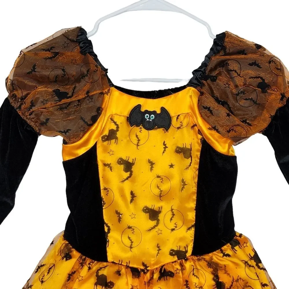 Orange & Black Girl Halloween Costume Size M